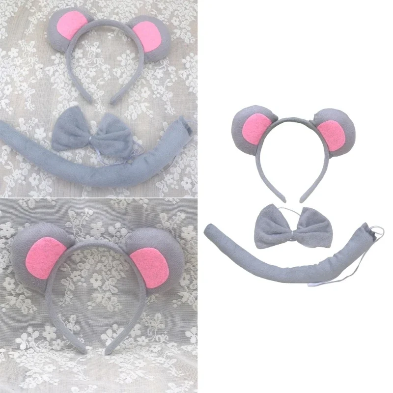 Children Boys Girls Role Play Mouse Costume Accessories Mouse Ears Headband Bowtie Gloves Tail Skirts for Party Stage Wear