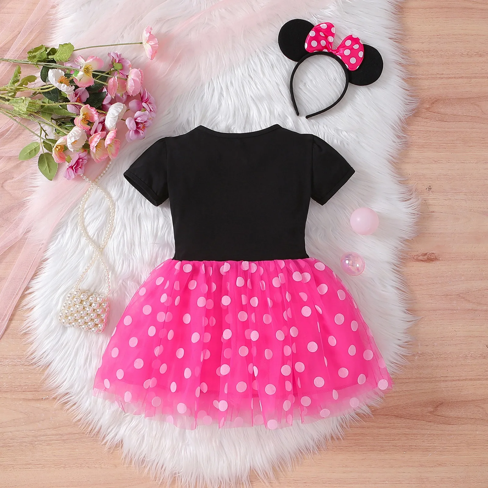 فستان بناتي بأكمام قصيرة ملابس أطفال صيفية للأطفال فساتين أميرات ديزني ميني ماوس فستان حفلات أعياد الميلاد موضة 2-8T #4