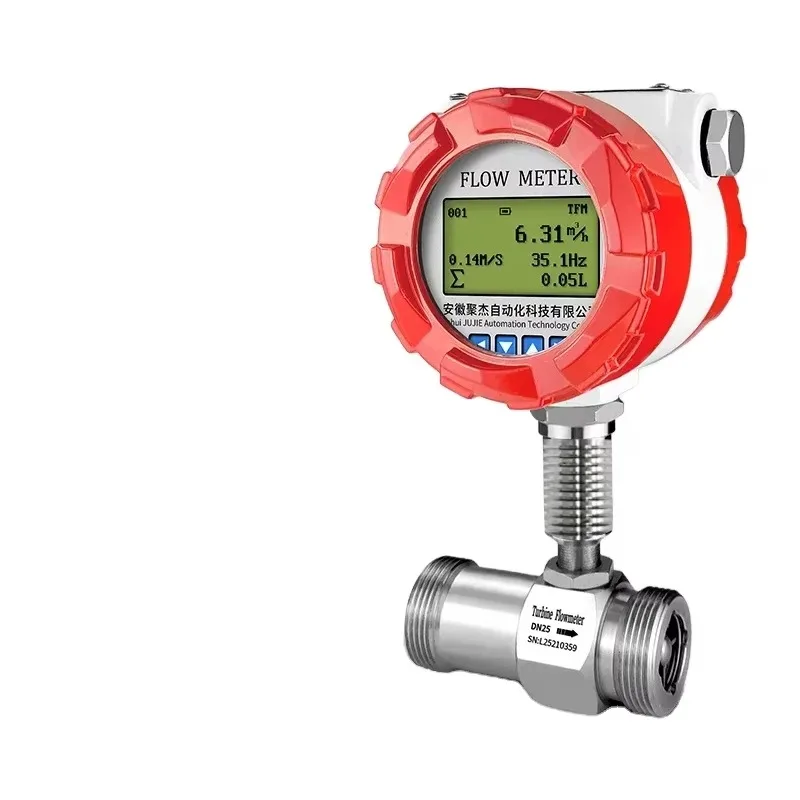 Medidor de flujo de turbina de acero inoxidable personalizable, pantalla OLED de entrada de pulso para agua, líquido, G como soporte OEM para medición de aire y aceite