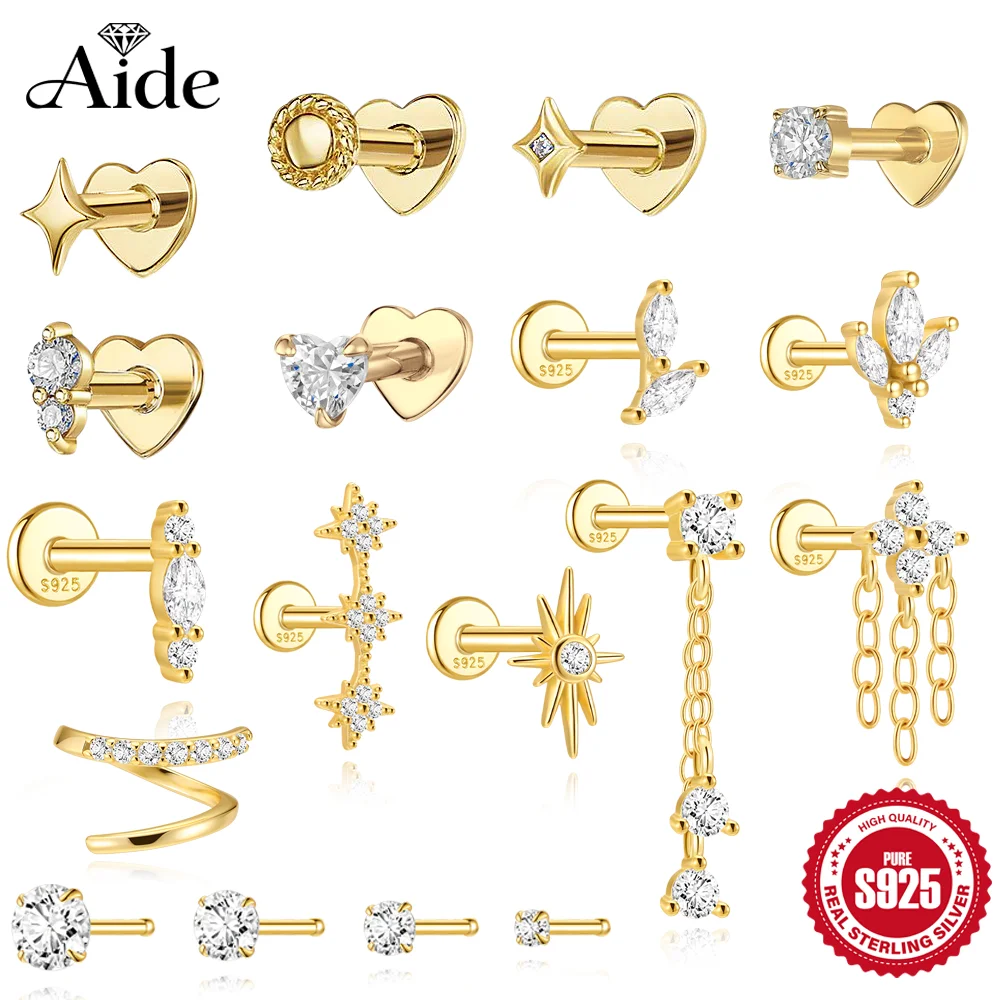 

Серьги-подвески AIDE из стерлингового серебра 925 пробы с цирконами в форме звезды/сердца и кисточками для женщин, плоские серьги-гвоздики в форме сердца, подарки на День матери