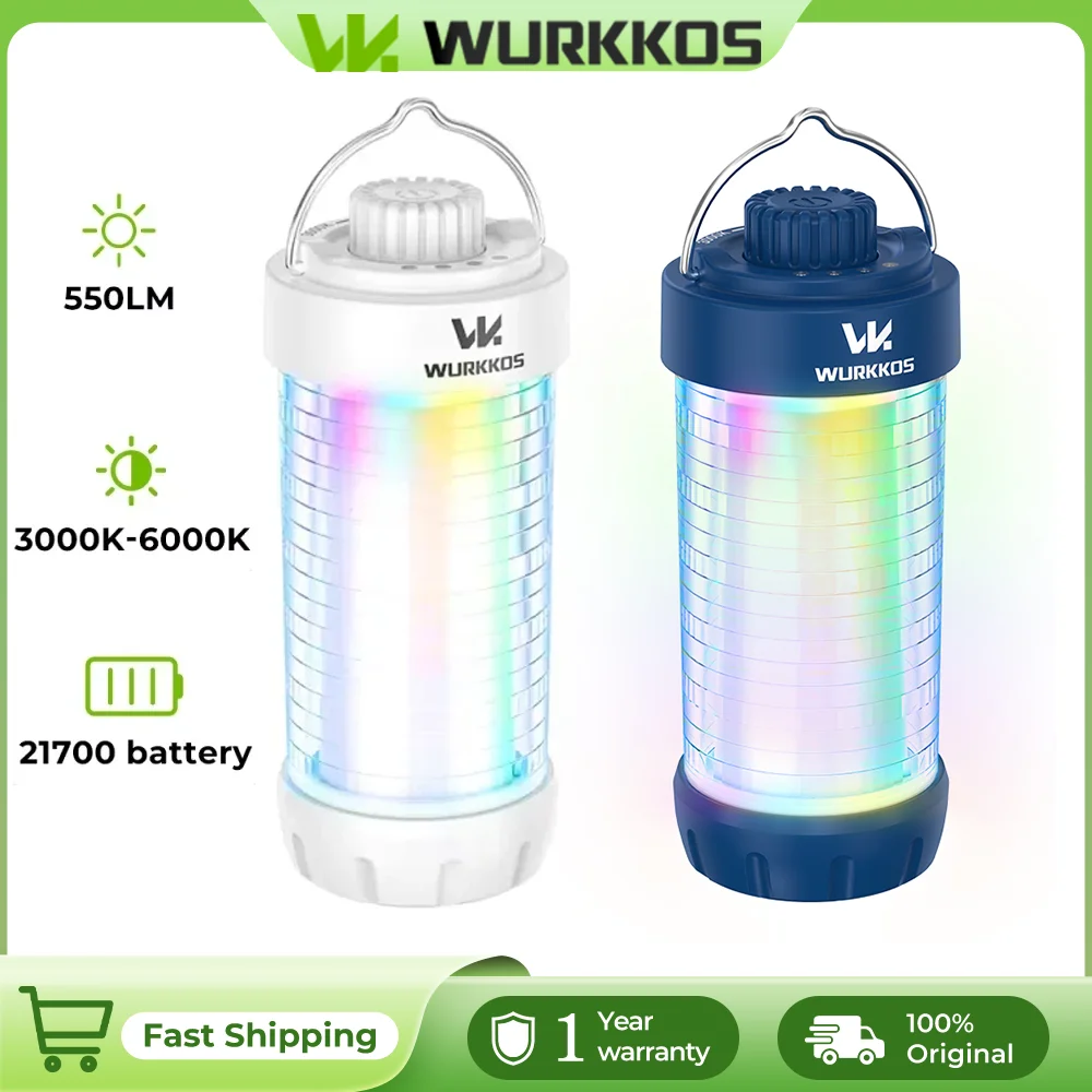Wurkkos CL01 Camping Lantern 550LM Rechargeable LED Flashlight Waterproof EDC Work Light RGB Torch Power Bank Mini Magnetic Lamp