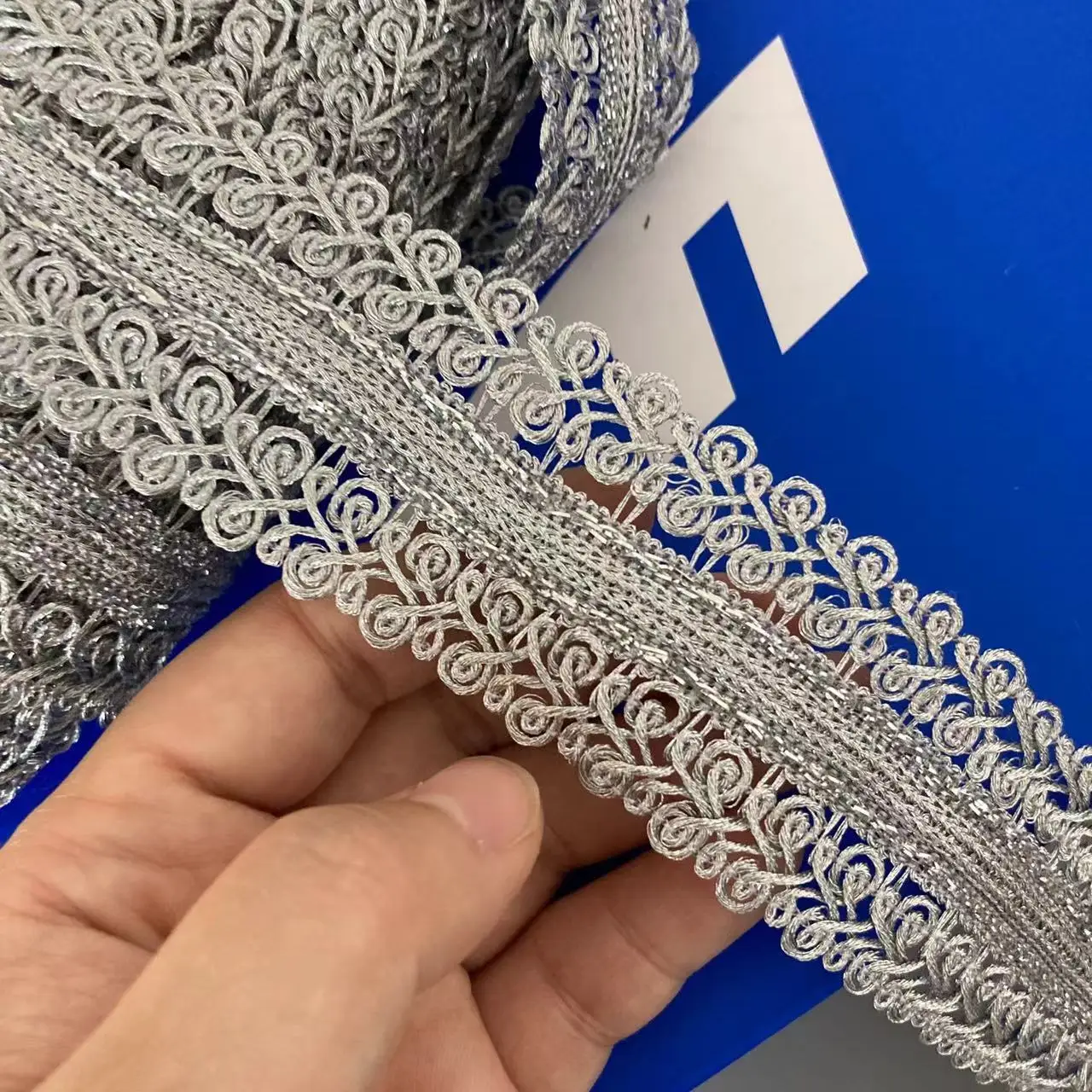 1 Yard 4.2cm Silver Lace Trim Ribbon Gold Thread Webbing Ethnic Style Clothing Embroidery Sequin Fabric Jacquard Accessories New