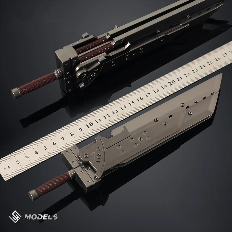 25cm Fantasy Game Peripherals Cloud Destructive Greatsword,Buster Sword Gift Box Assembly Version Desktop Ornament Collections