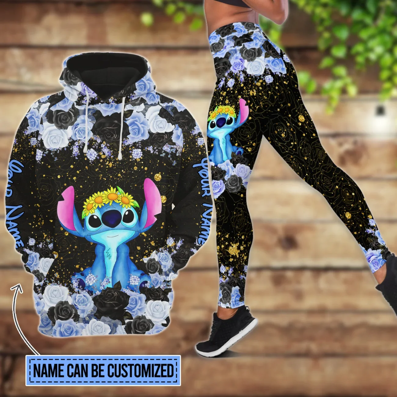 Disney Stitch 3D Hoodie and Leggings Set Women's Casual Stitch Yoga Pants Suit Disney Yoga Hoodie Leggings Fashion Tracksuit Set