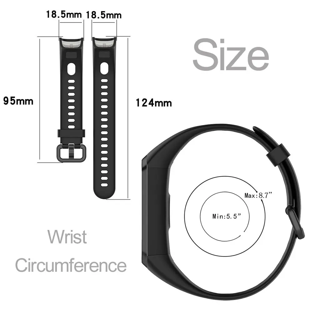 Soft Sports Silicone Strap Replacement Watch Band for HUAWEI Band 4 ADS-B29 / Honor Band 5i  ADS-B19