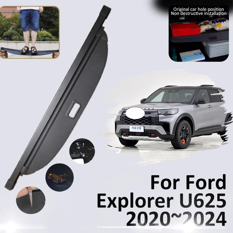 Trunk Cargo Cover For Ford Explorer U625 2020 2021 2022 2023 2024 Rear Luggage Shield Shade Curtain Partition Board Accessories