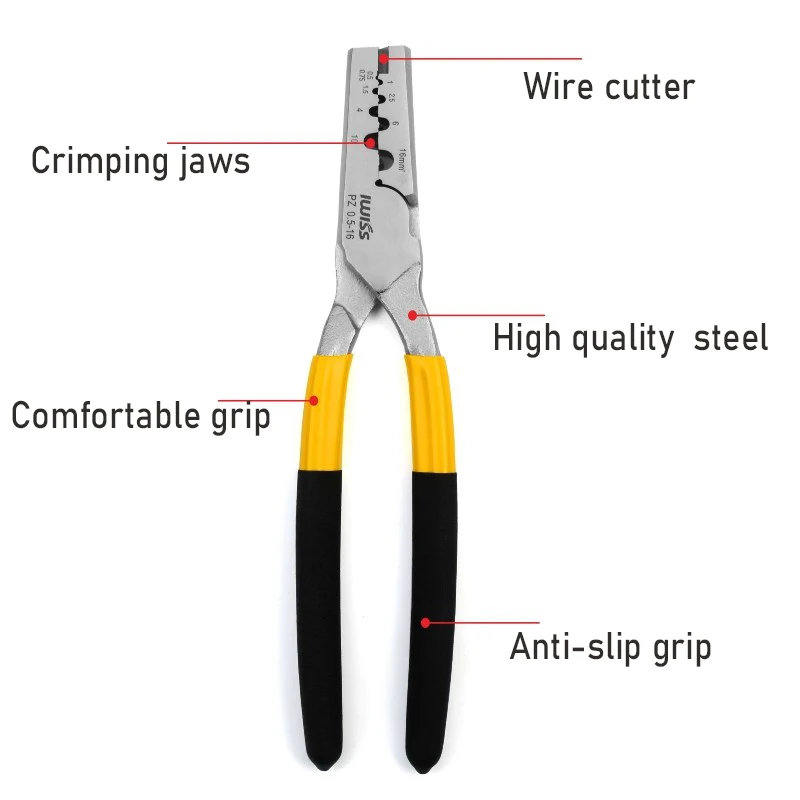 IWISS PZ0.5-16 Tube Terminal Crimping Pliers GT Copper Tube Connection Crimp Tool Cold Pressure Manual Wiring Pliers Wire Cutter