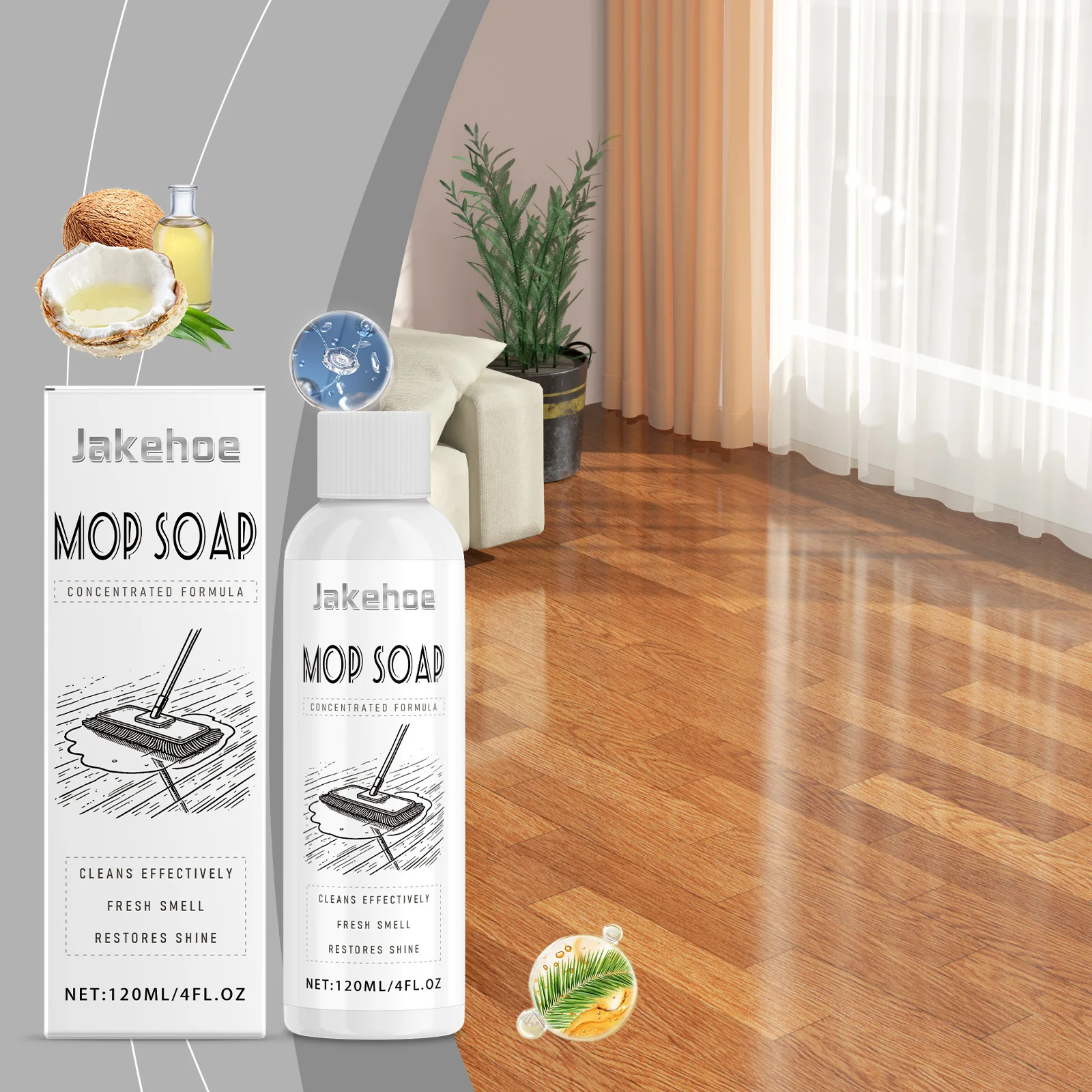 

120ml Floor Cleaning Solution - for Hardwood & Tile Floors, Removes Stains & Restores Shine, Gentle Formula for Daily Use