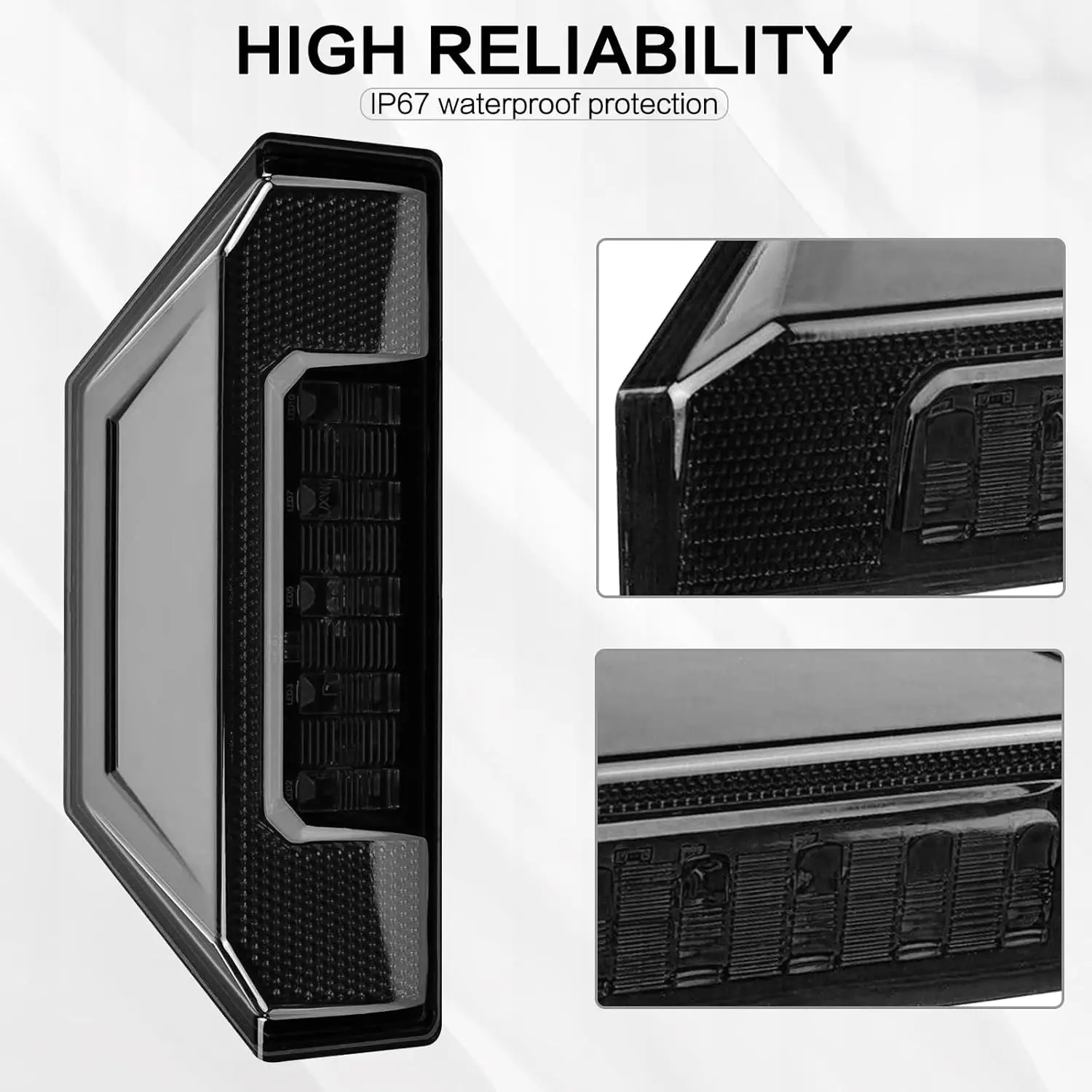 Luces traseras LED UTV para Polaris Ranger 570-1000 2014-2024, luz de freno roja, lente negra ahumada (paquete de 2)