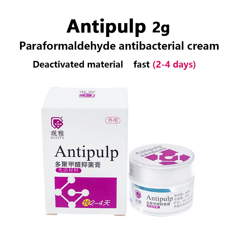 Crema antipulpa 1,5g, paraformaldehideantibacteriana, sin arsicinactivadores rápidos (2-4 días)