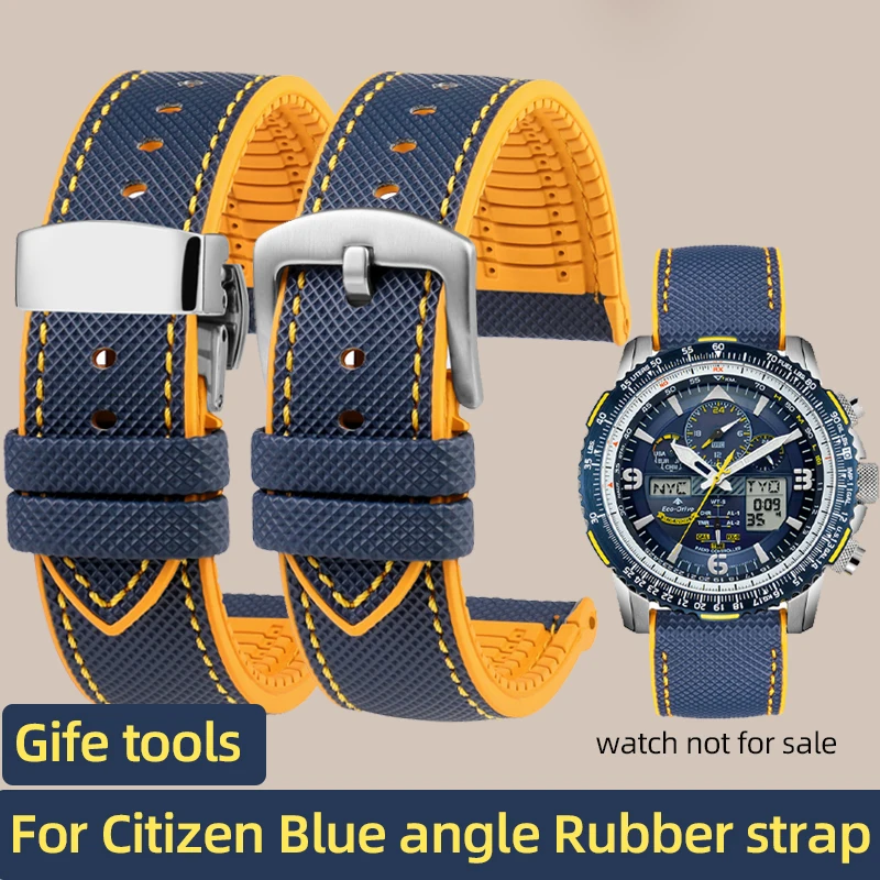 22mm 23mm rubber strap For CITIZEN Blue Angel Watch JY8078-52L/01L AT8020-54L/03L Sports waterproof Watchband men Bracelet parts
