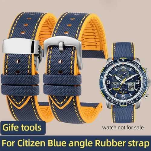 Imagen 1 del producto Correa de goma de 22mm y 23mm para reloj CITIZEN Blue Angel JY8078-52L/01L AT8020-54L/03L, correa de reloj deportiva resistente al agua, piezas de pulsera para hombre