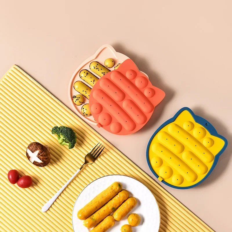 Silicone Cute Shape DIY Sausage Making Mould Reusable Hot Dog Maker Molds Safe Baby Food Supplement Storage