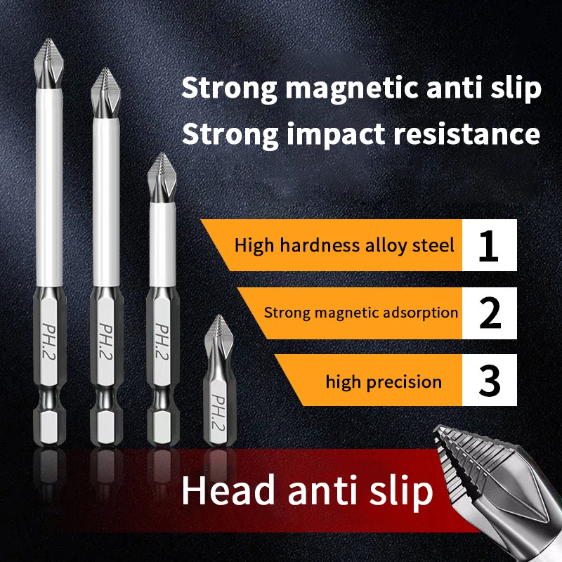 6/7PCS Cross Screwdriver Head Strong Magnetic Anti Slip High Hardness Electric Screwdriver Tool Electric Drill Hexagonal