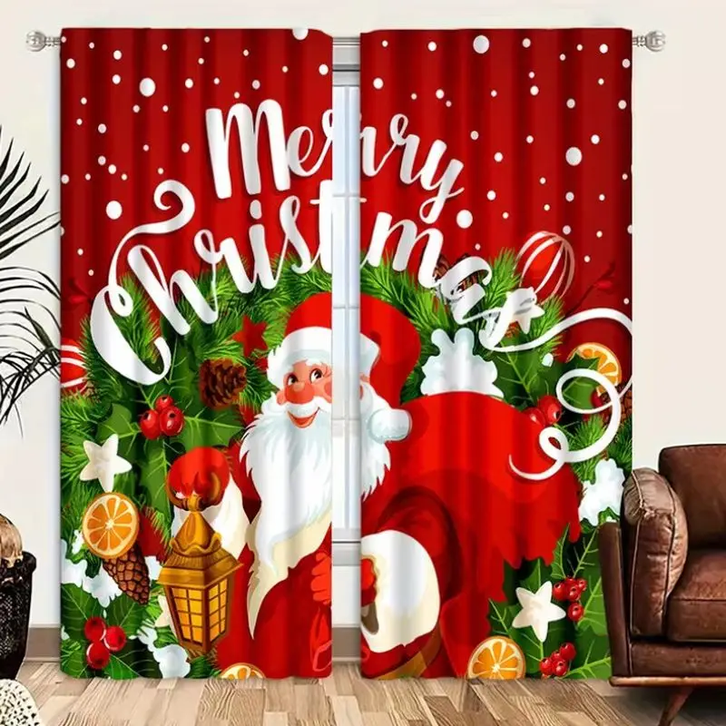 VIKAMA Christmas Window Curtain Snowman Birch Tree Cardinal Snow Print Blackout For Living Room Bedroom Dining Room Home Decor