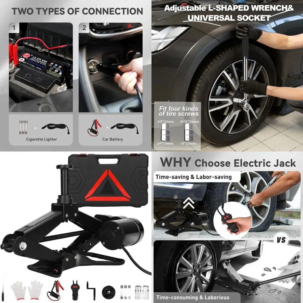 

12V 3-Ton Portable Car Lift Kit, 17.7 Range for SUVs and Sedans, Ideal for Tire Changes and Emergencies