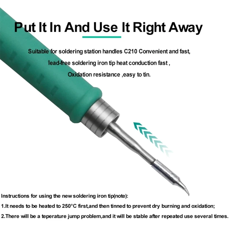 Hot C210 Series Integrated Soldering Iron Tips And Heating Core Efficient Heat Conduction Temperature Recovery For C210