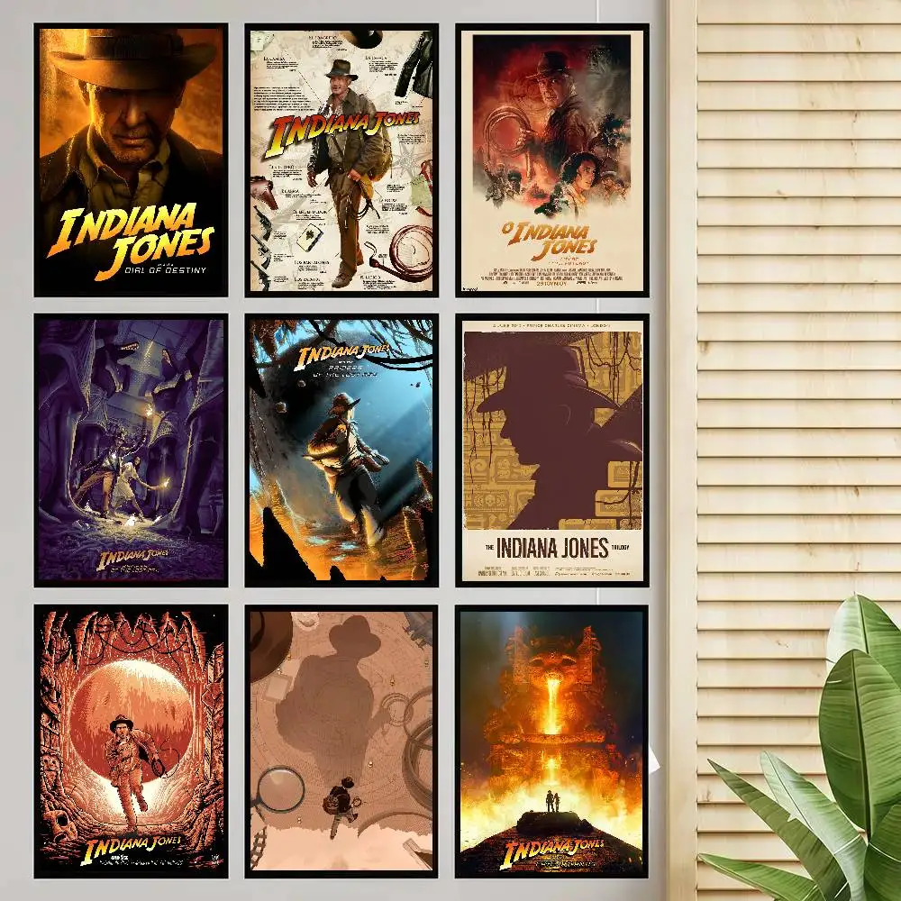 Classic Retro Movie Indiana Jones Poster Self-adhesive Art Room Entrance Restaurant Wall Decor Art Painting