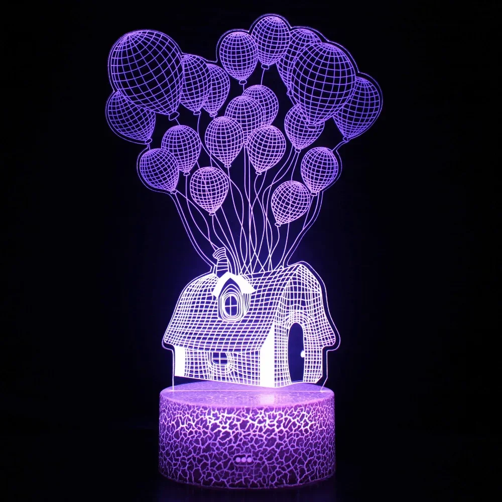 Nighdn Acrylic Balloon House Night Light LED 3D Illusion Lamp for Kids Baby Sleep Nightlight Gift for Room Decor 7 Colors Change