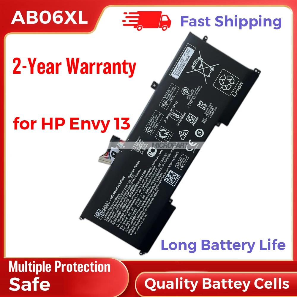 AB06XL HP อะไหล่แบตเตอรี่แล็ปท็อป HSTNN-DB8C 921408-2C1สำหรับอิจฉา13อายุการใช้งานแบตเตอรี่ที่ยาวนาน53.6Wh Li-ion 7.7V