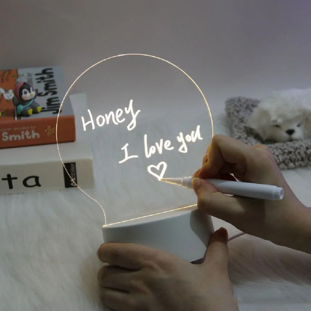 Message Board Lamp With Erasable Markers Rewritable Light Board For Desk Kids Bedroom Sleep Led Night Light Room Decor