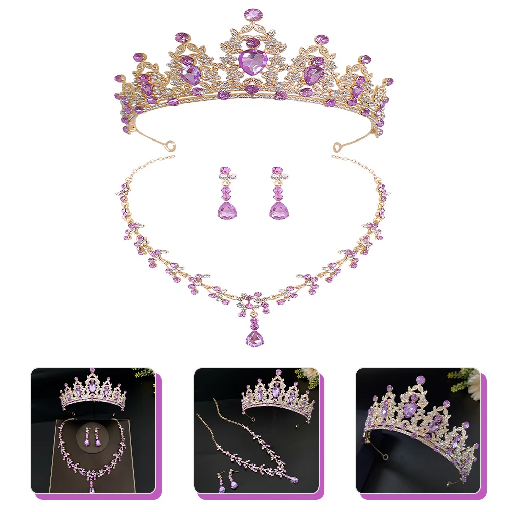 

1Set Bridal Tiara Necklace Earrings Set Crystal Wedding Bride Jewelry Accessories Wedding Jewelry for Bride Bridal Tiara