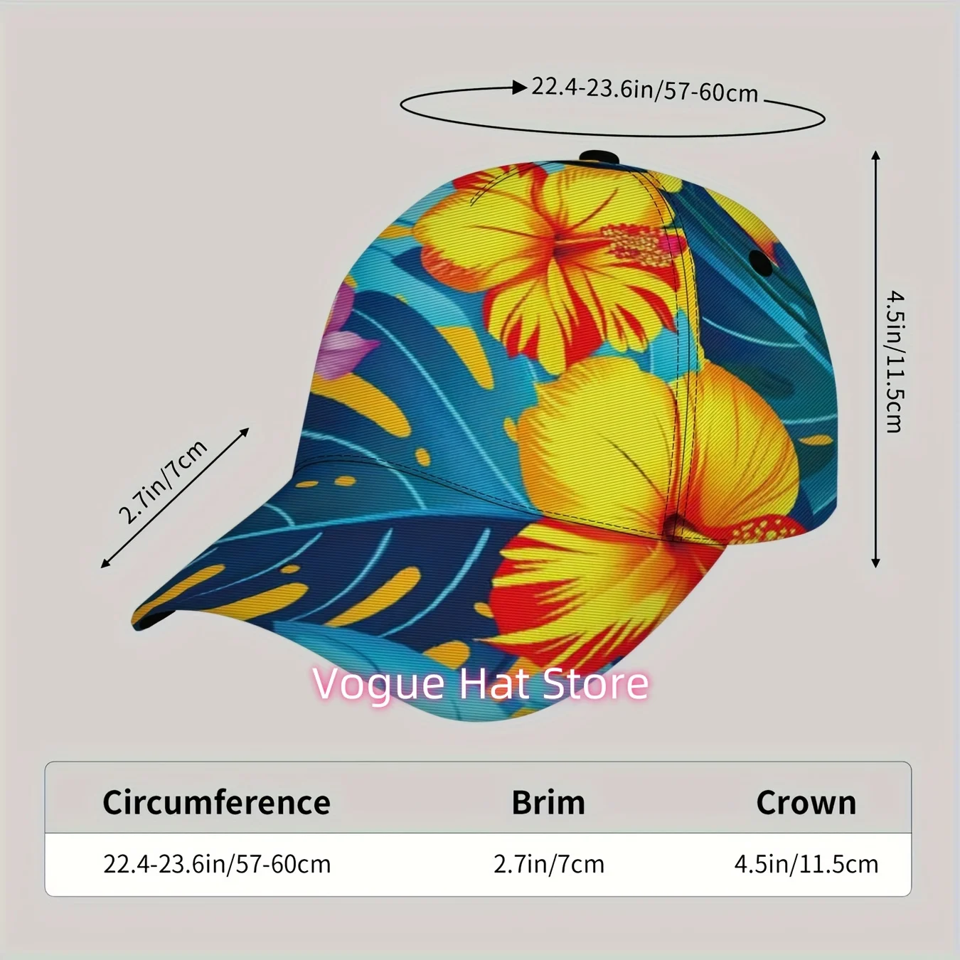 1pc of a Lightweight Sun Hat Featuring a Colorful Hawaiian Floral Pattern - It Has an Adjustable Buckle for a Secure Fit, Making