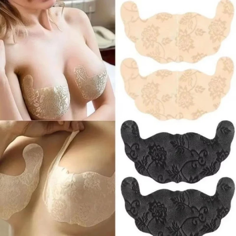 1/2pair Adhesive Lace Gel Plus Size Push-Up Patch U Shape Sexy Adhesive Bra Push Up Invisible Breast Lift Tape Silicone Bra