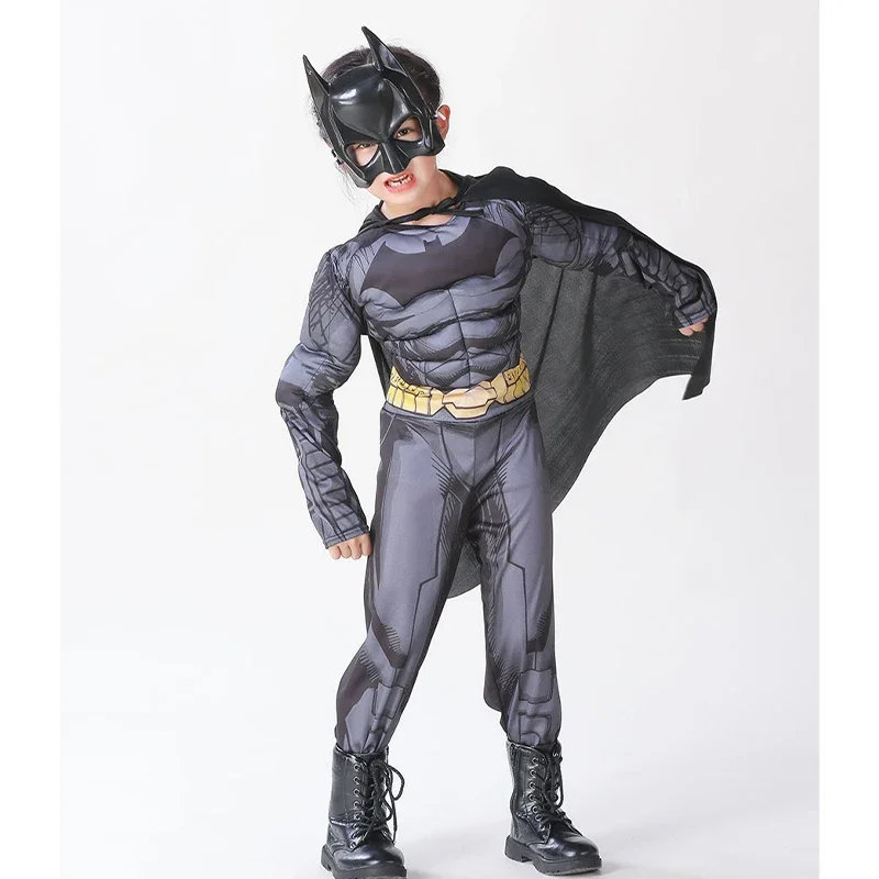DC Batman Superhero Role Play Boys Girls Dress Up Suit Kids Carnival Cosplay Performance Costume Children Jumpsuit Mask Outfit