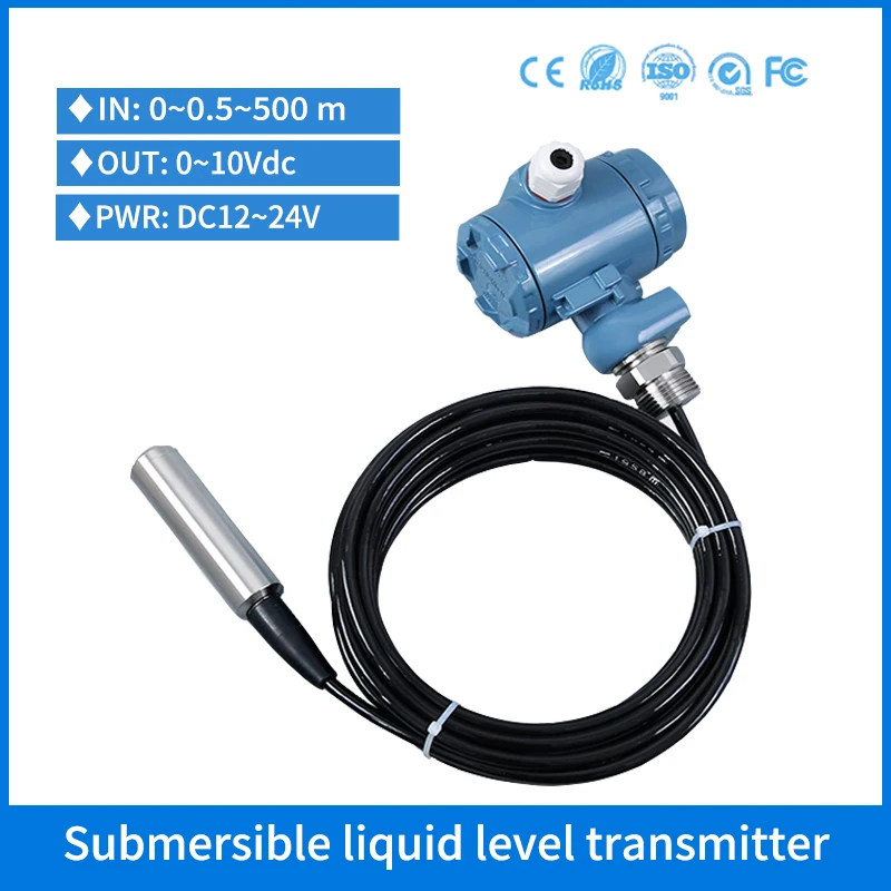 

0-10v Water Fuel Tank Indicator Level Sensor Liquid Level Transmitter Water Pressure Level Sensor for 20m Deep Well