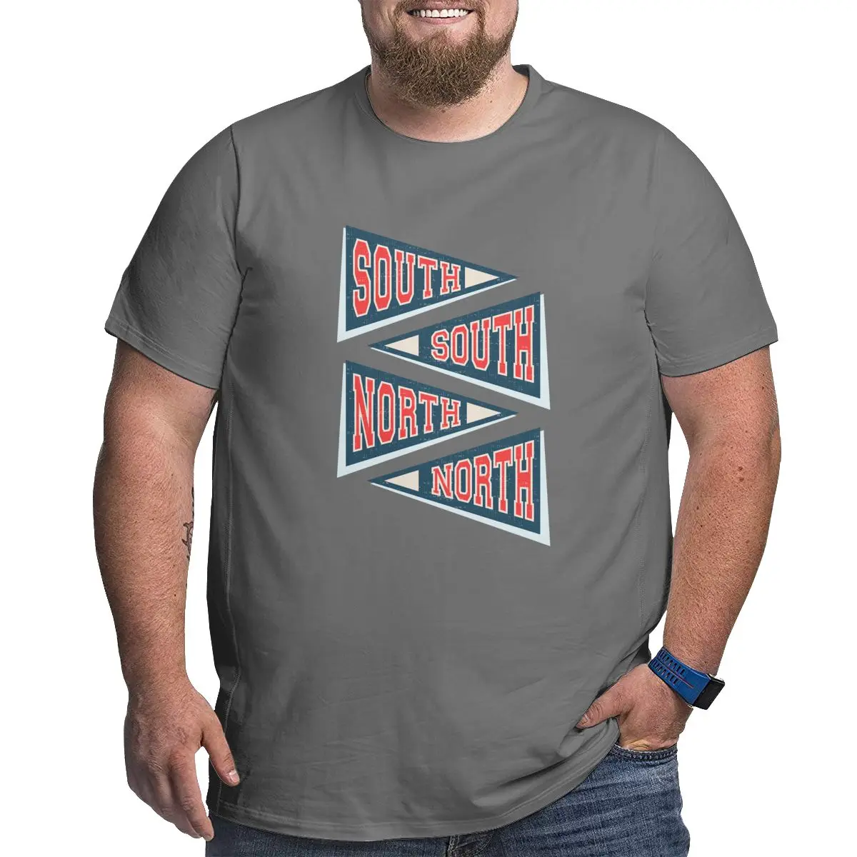 

South South North North Men's T-Shirts Plus Size T Shirts Cotton for Big and Tall Man Short Sleeve Large 6XL 5XL 4XL Top Tees