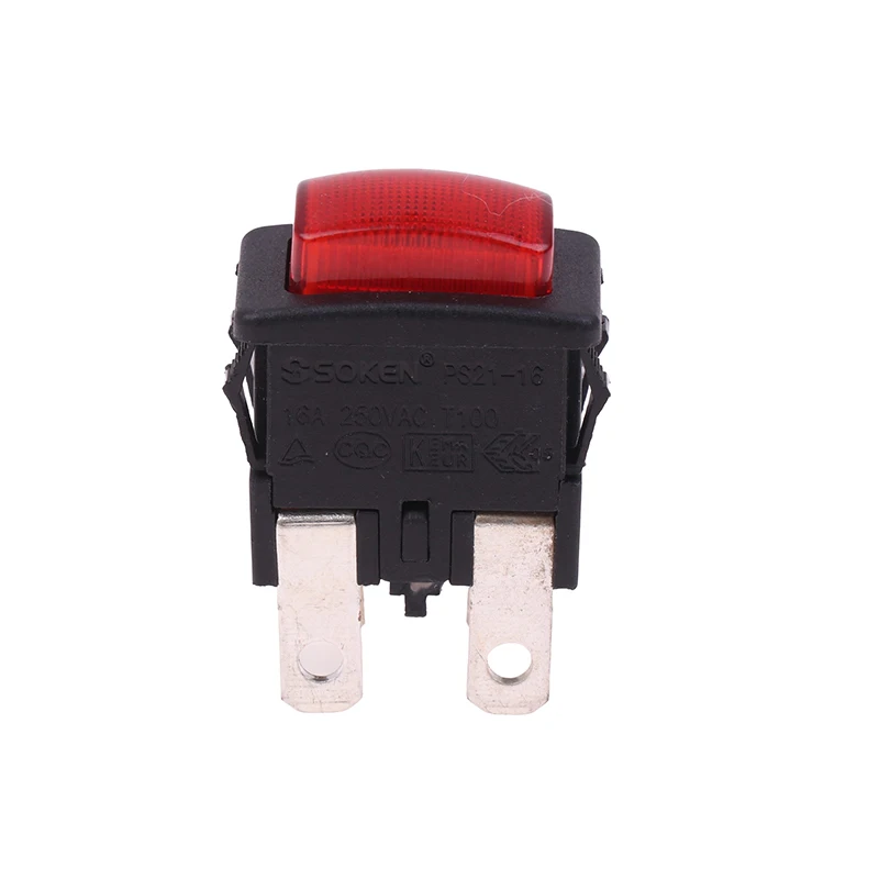 4Pins 16A Self-Lock On Off Push Button Rocker Switch PS21-16 With Light Heater Electrical Touch Switch For Vacuum