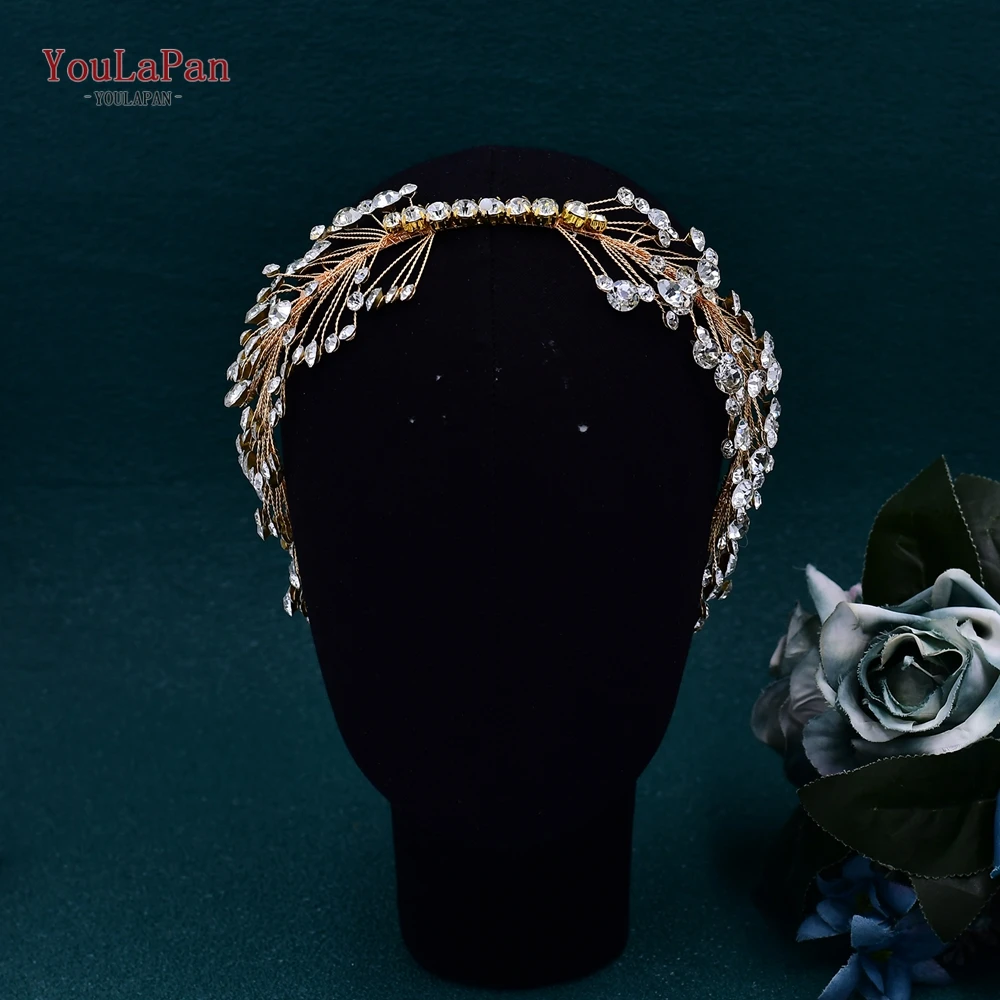 YouLaPan Handmade Gold Color Head Hoop Women Hair Accessories Bride Makeup Wedding Styling Headband Hair Decorative HP667