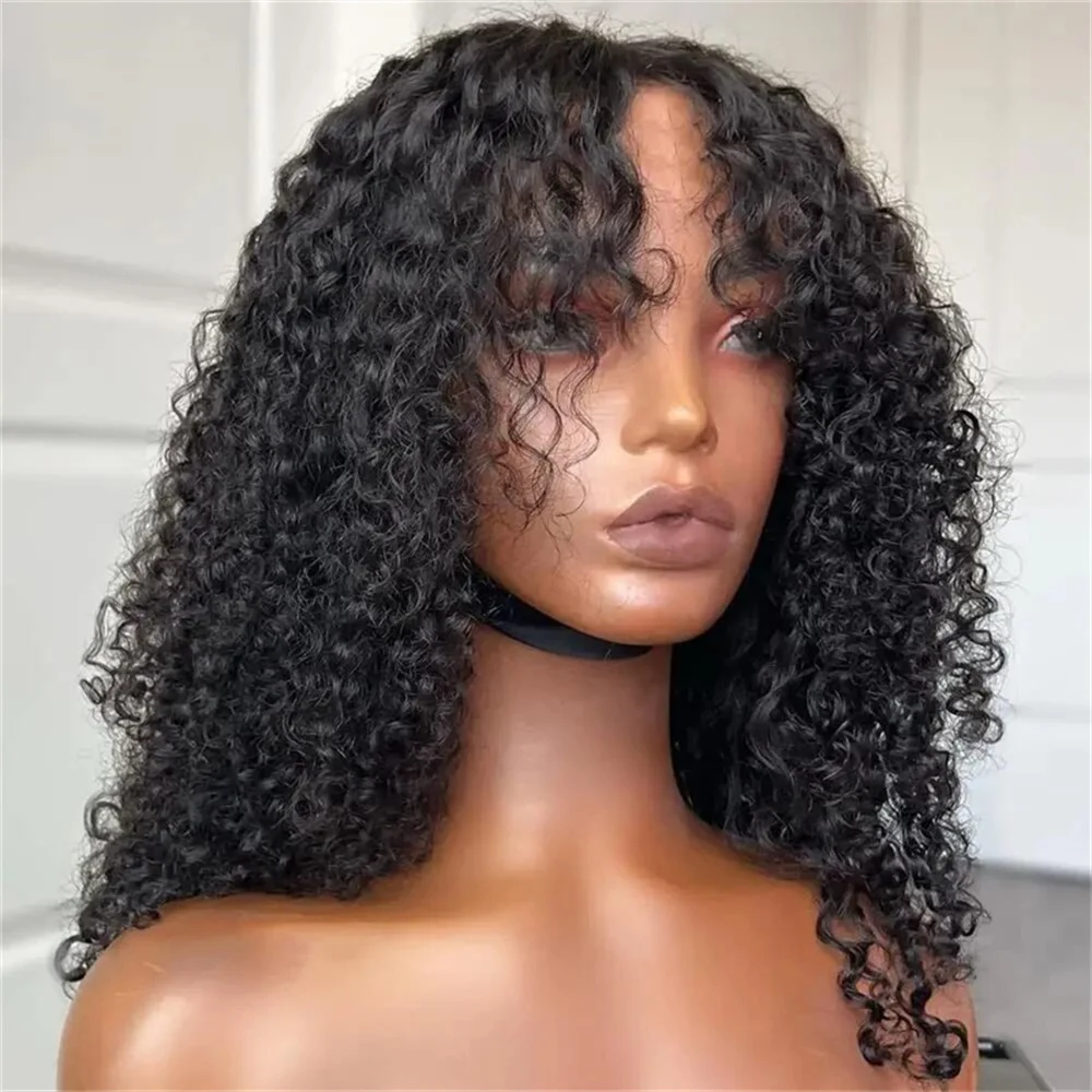 

180Density Soft Preplucked 26Inch Natural Black Long Kinky Curly Deep Lace Front Wigs For Women With Baby Hair Glueless Daily