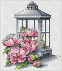 

Cross Stitch 14CT Ecological Cotton Threads Embroidery Home Decoration Hanging Letter Flower Lantern peony