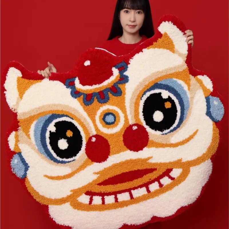 2025 Cartoon Lovely Lion Shaped Living Room Sofa Carpet Red New Year Home Decoration Foot Mat Bedroom Bedside Floor Mat ZG991