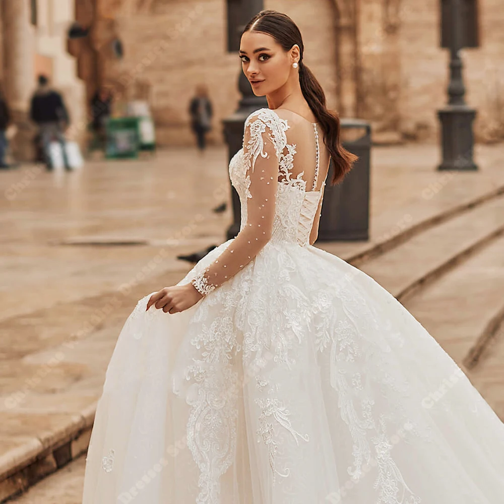 Ivoor A-Lijn Vrouwen Bruidsjurken Mooie Kanten Bloemenprint Trouwjurken Formele Liefje V-Hals Strandbal Vestido De Novia