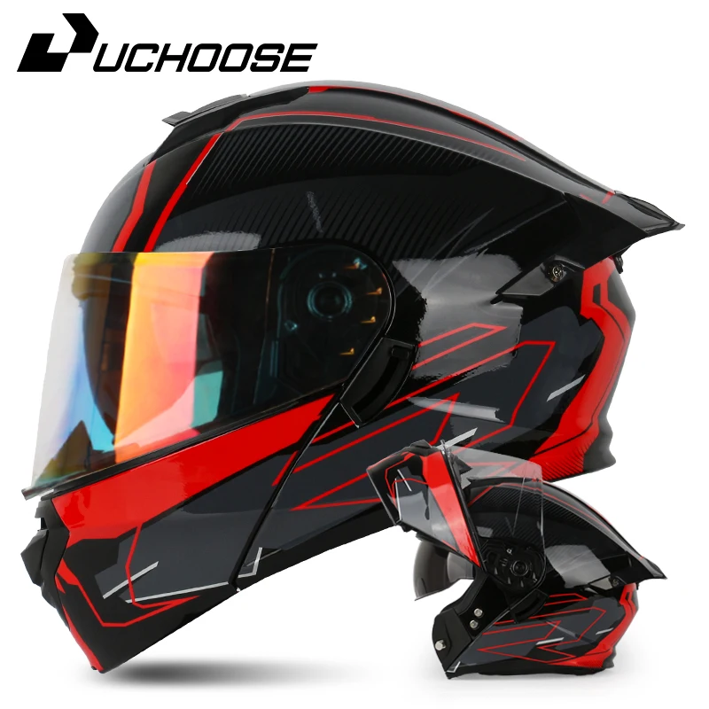 

Uchoose DOT Approved Full Face Helmets Crash Motorbike Protective Gear Men Women Flip Up Helmet Motorcycle Double Sun Visor