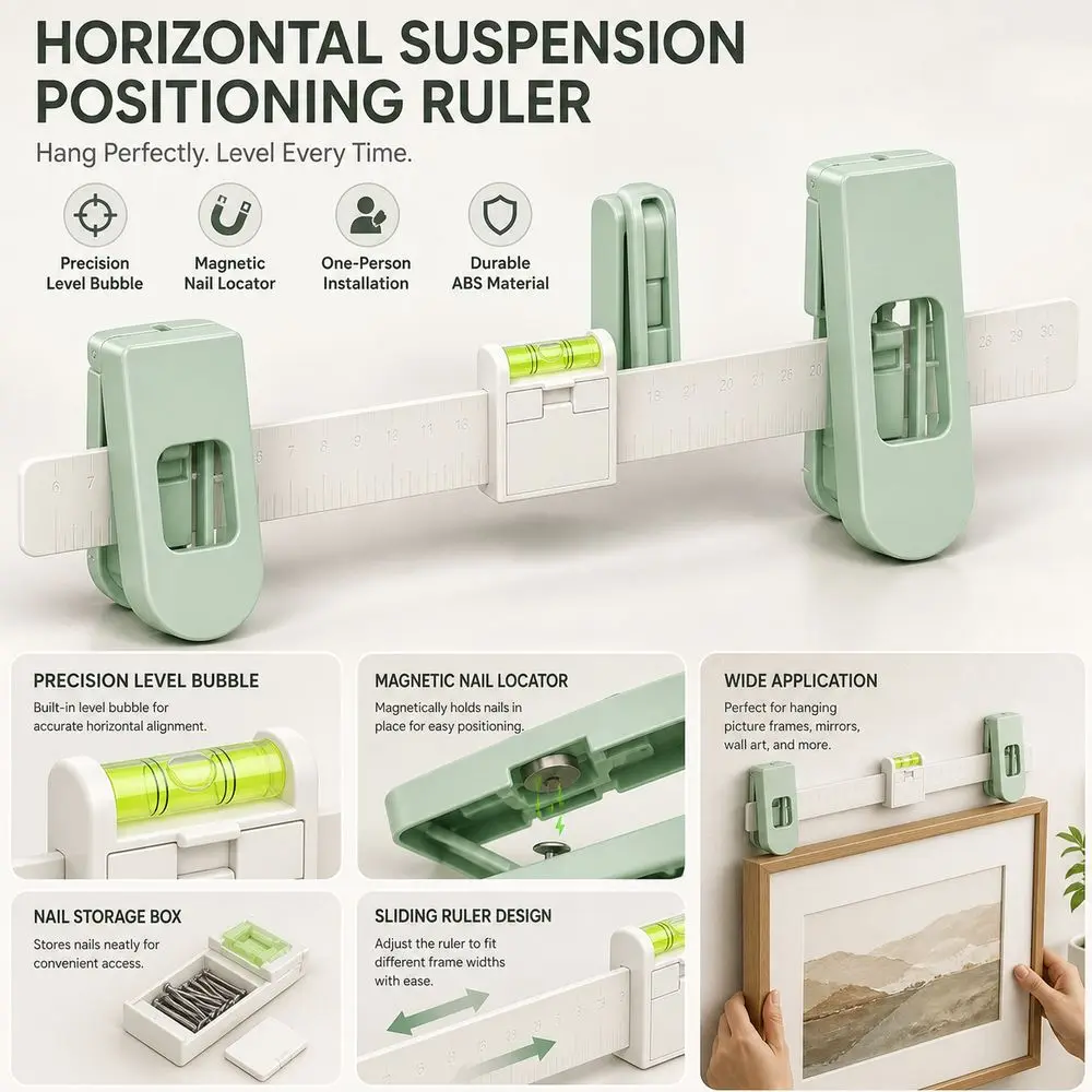 Portable Horizontal Suspension Positioning Ruler Accurate Multifunctional Level Installation Balance Ruler Pressing for Binding