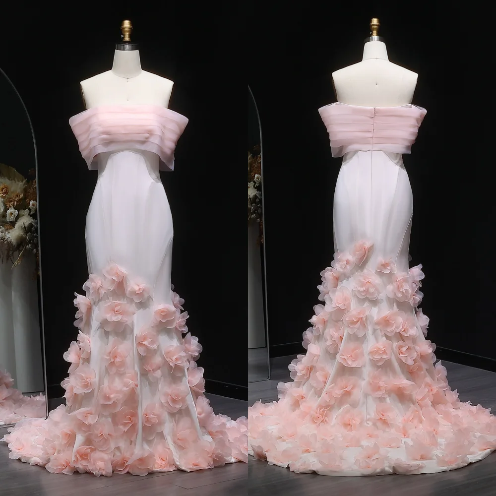 

Customized Jersey Applique Flowers Off-the-shoulder Floor-length Bespoke Occasion Formal Evening Elegant Party Wedding Exquisite