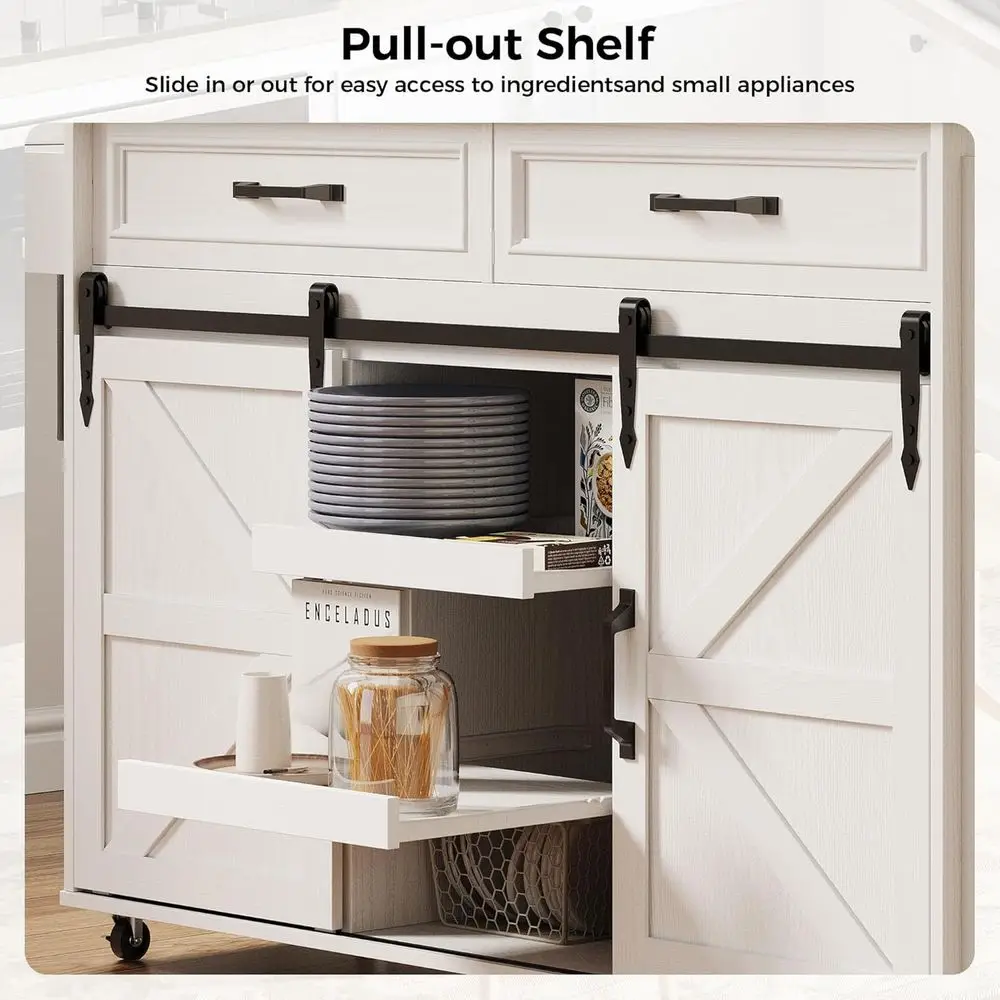 جزيرة مطبخ بيضاء متدحرجة مع أوراق متدلية وتخزين قابل للسحب لتناول الطعام وبار المنزل #5