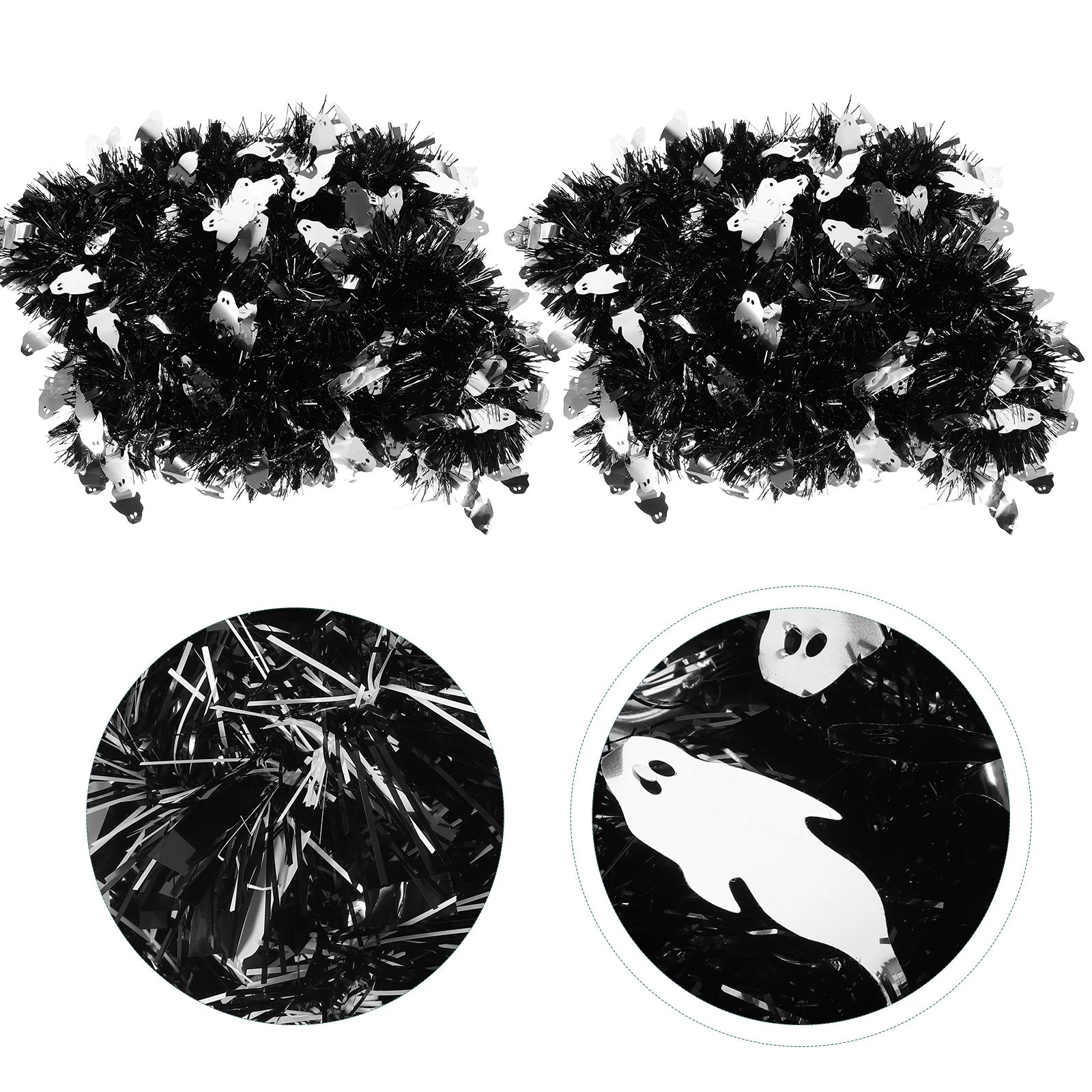

5 pcs Decorations 6.56Ft Tinsel Garland Shiny Metallic Twist Home Indoor Outdoor Party Ghost Style Hanging Decor Halloween Props