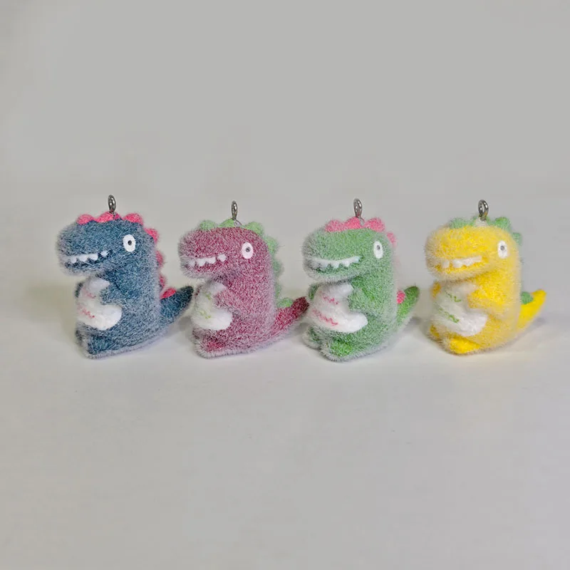 

20 шт., 3D флокированные смолы, красочные динозавры, мультяшные подвески в виде животных для брелка, ожерелье, заражения, изготовление ювелирных изделий своими руками, аксессуары