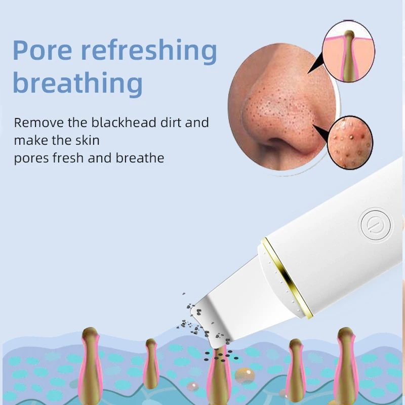 초음파 스킨 스크러버 진동 페이스 주걱 블랙 헤드 리무버 쇼블 클린 캐비테이션 필링 페이셜 리프팅 스킨 케어 도구, 각종 피부 관리
