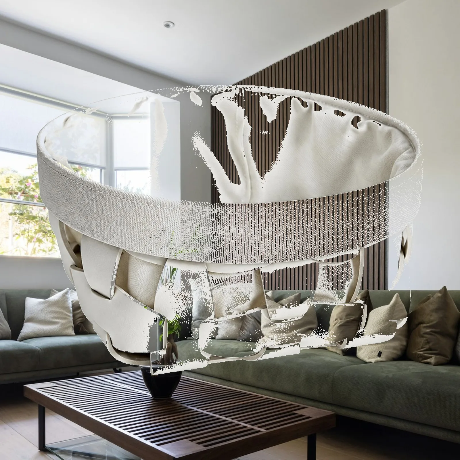 Round Woven Basket with Cloth Lining for Laundry Storage Bedroom Bathroom Guest Room Tidy Look