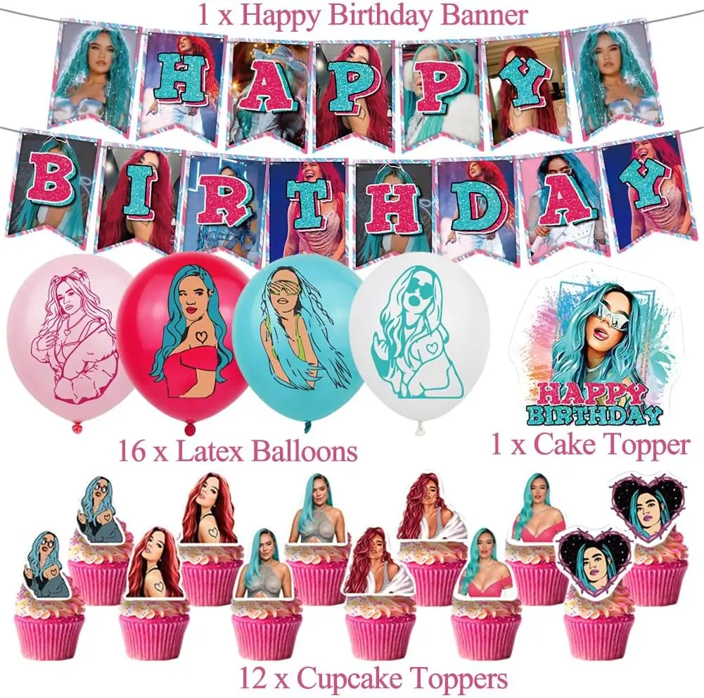 Karol G Birthday Decorations Hilloly Karol G Party Set Balloons Banners Cupcake Toppers Singer Birthday Party Supplies Pop Music