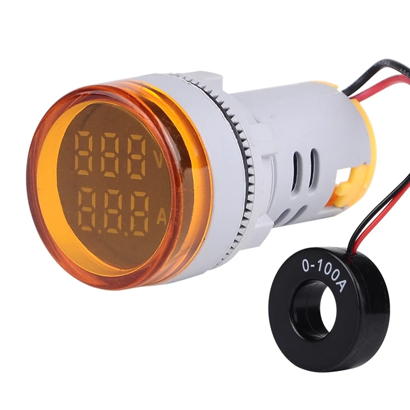 HEIßER VERKAUF 22Mm Runde LED Amperemeter AC Voltmeter Dual Display Spannung AC60-500V Strom 0-100A Meter Anzeige