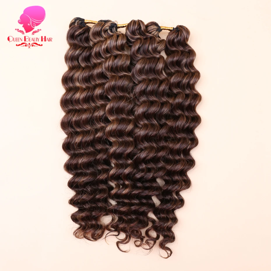 Highlight Deep Wave Feather Crochet Echthaar Unsichtbare Wunderknoten Haarverlängerung 100% Echthaar Farbige Boho Zöpfe – Detail 14