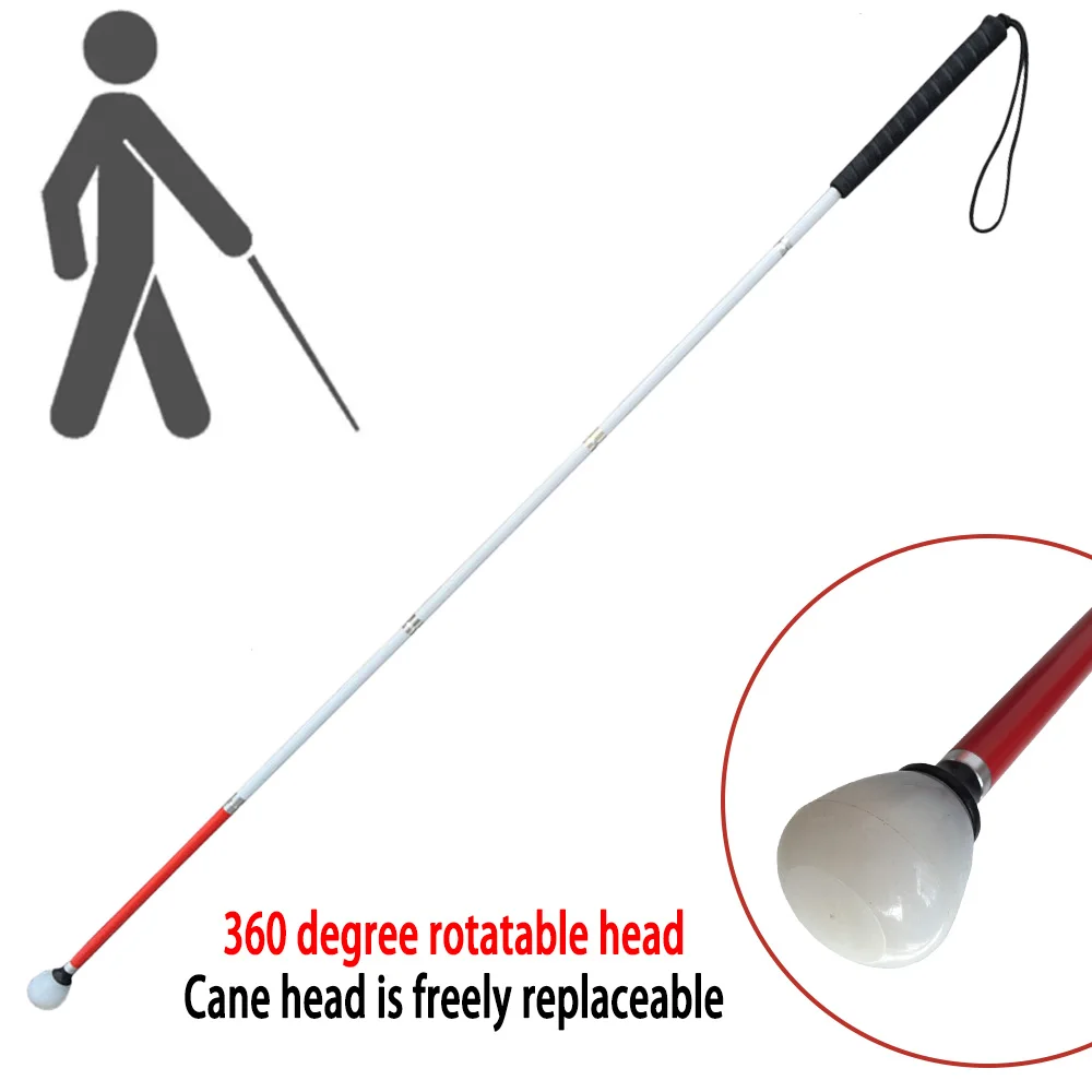 عصي مشي قابلة للطي من سبائك الألومنيوم ، عكازات عمياء ، 5 أقسام ، مناسبة للمكفوفين