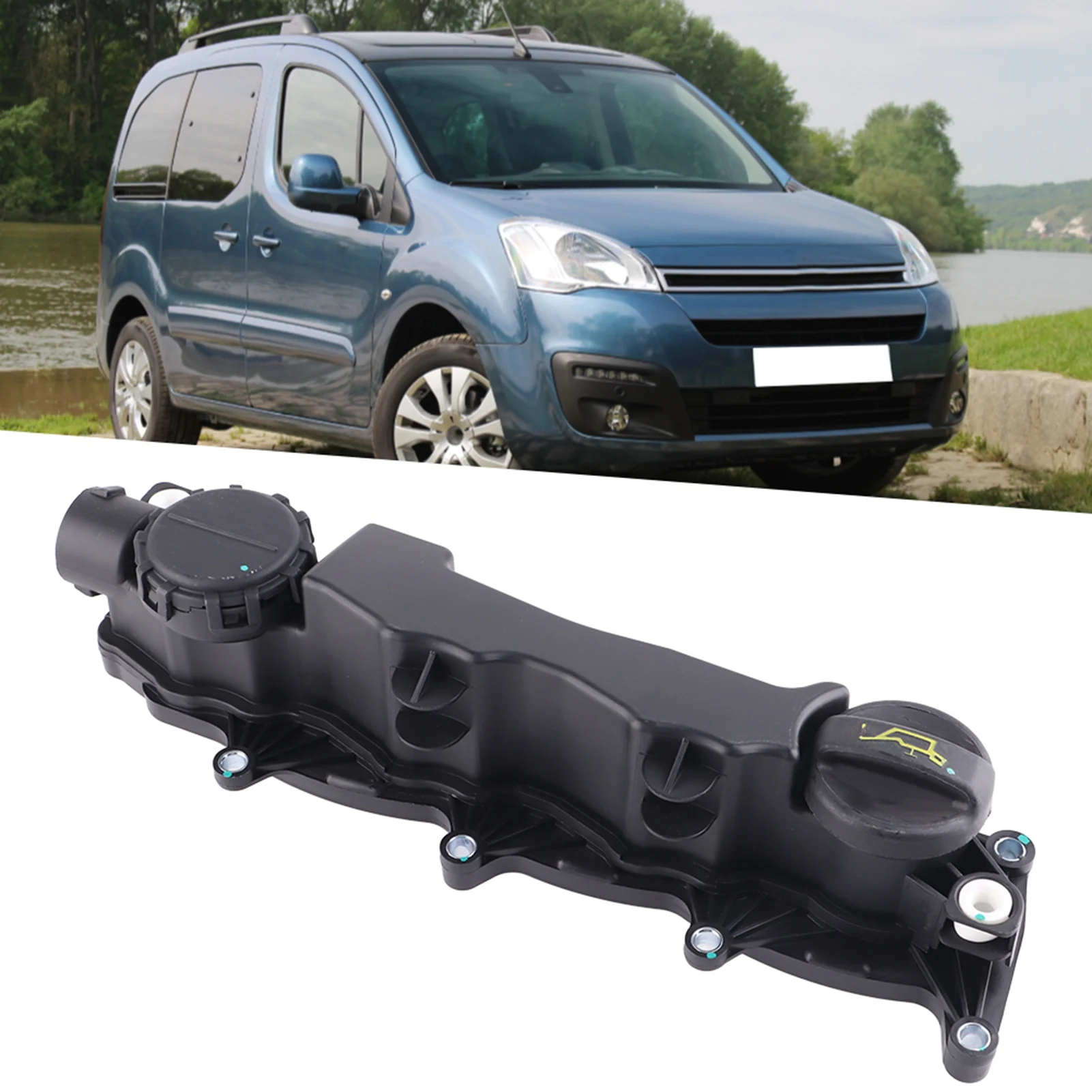 

9651815680 Engine Valve Cover for Peugeot, Rocker Cover Gasket Fit for Citroen 1.6 HDI Berlingo C2 C3 C4 C5 Xsara 0248L1